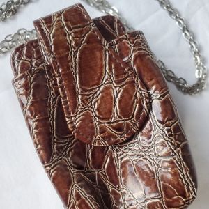 Vintage The Metropolitan Wallet Crossbody Faux Alligator Hard Shell Bag Case ID